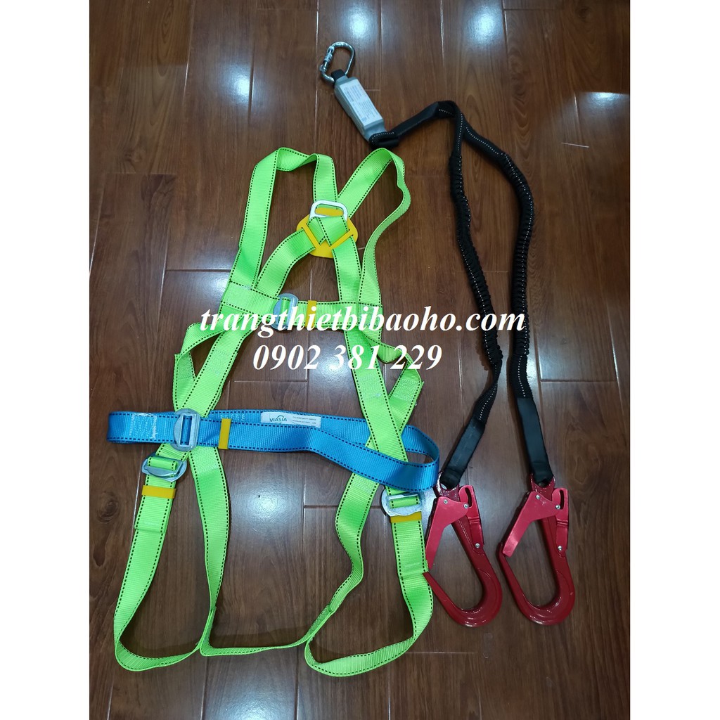 Dây an toàn toàn thân 2 móc nhôm thun đàn hồi giảm sốc sốc Hàn Quốc - DTT-HQ-2MN-GS(DH)