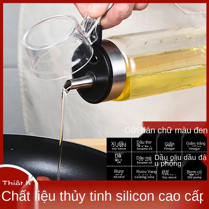 Chai dầu gia đình nhỏ Lò hơi chống rò rỉ mới nước tương dung tích lớn phong cách Châu Âu, bình đựng thủy tinh, đồ