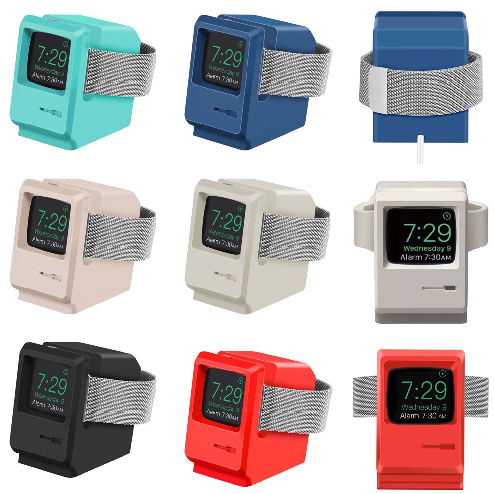 Đế Sạc Bằng Silicon Họa Tiết Máy Tính Cổ Điển Cho Apple Watch series 7 6 5 4 iwatch 3 2 1
