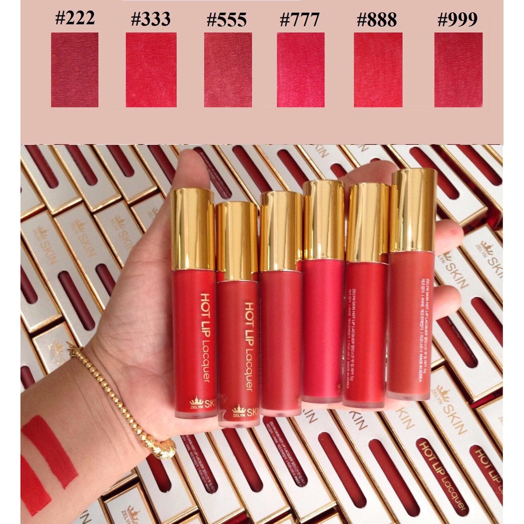 Son kem lì Zelyn GIÁ SỐC màu chuẩn đẹp Hot Lip Lacquer Skin Hàn Quốc