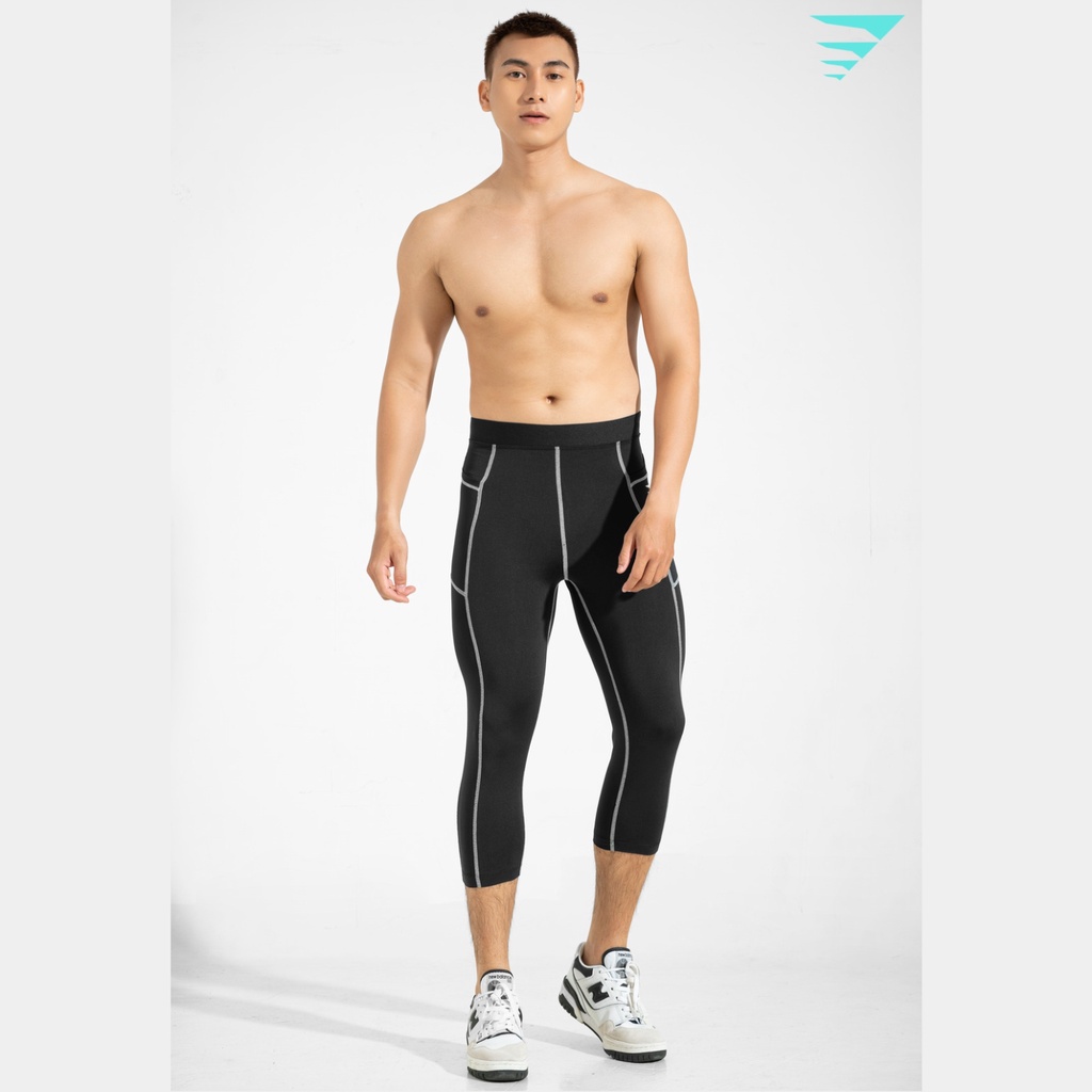 Quần legging thể thao giữ nhiệt nam Fitme form ôm body lửng 3/4 thun co giãn 4 chiều chuyên tập gym bóng rổ