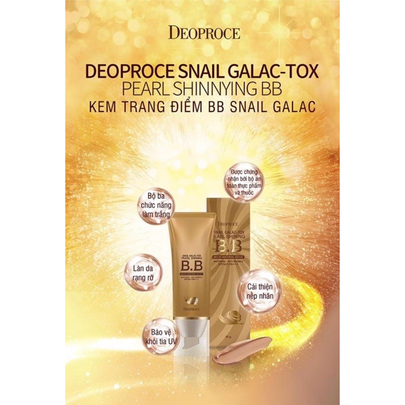 Deoproce SNAIL GALAC PEARL SHINING BB SPF 50+PA+++ KEM BB SÁNG DA, CHỐNG NẮNG CỰC TỐT chính hãng