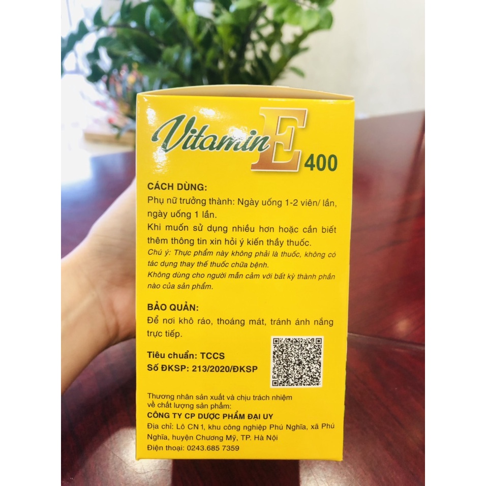 Vitamin E Đại Uy (Hộp 100 Viên) giúp làn da mịn màng tươi trẻ