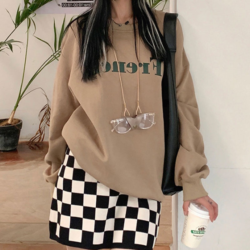 Chân Váy Chữ A Lưng Cao Họa Tiết Sọc Caro Thời Trang Hàn Quốc