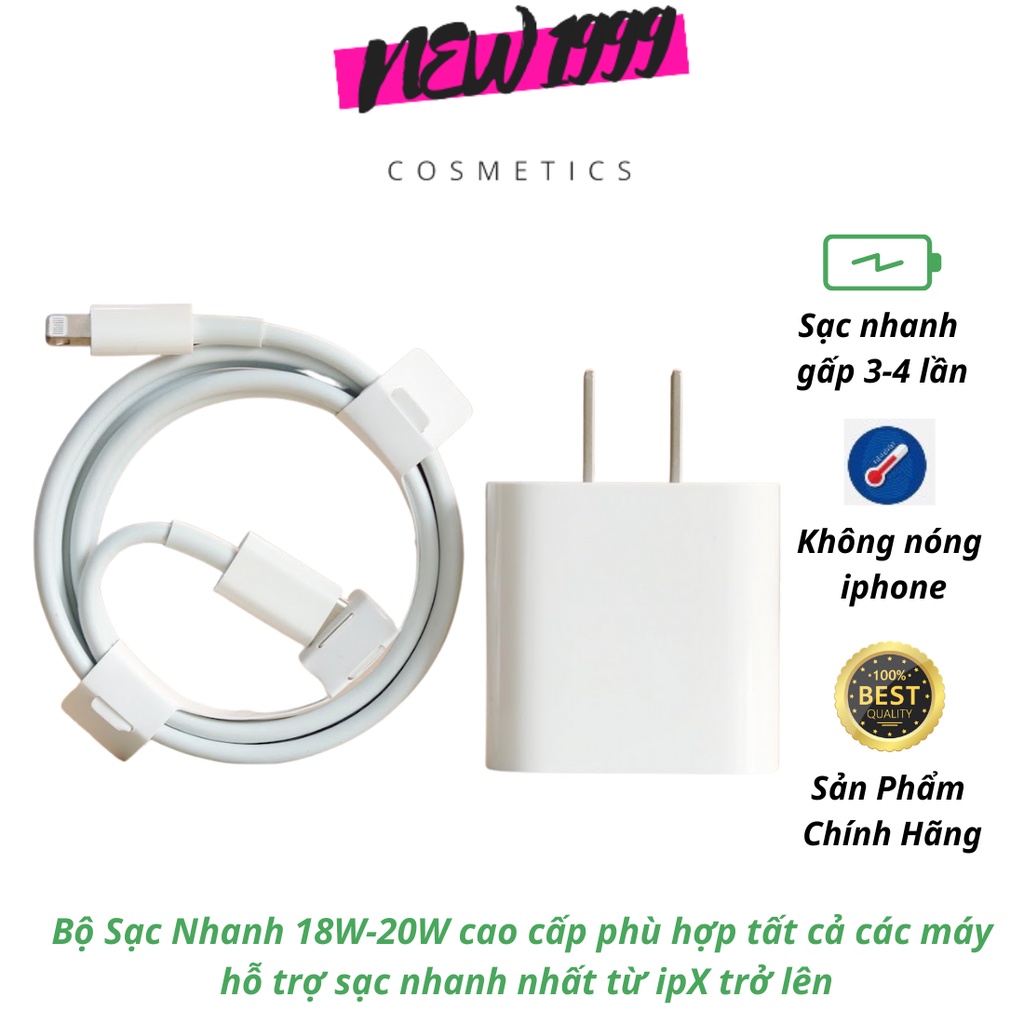 Bộ sạc nhanh Ip chuẩn zin 18W typeC to Lightning phù hợp tất cả mọi dòng máy