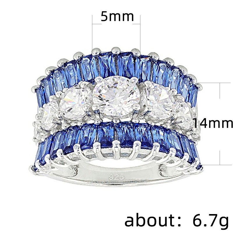 CREATIVE Nhẫn Đính Đá Zircon Xanh Sang Trọng Cho Nữ