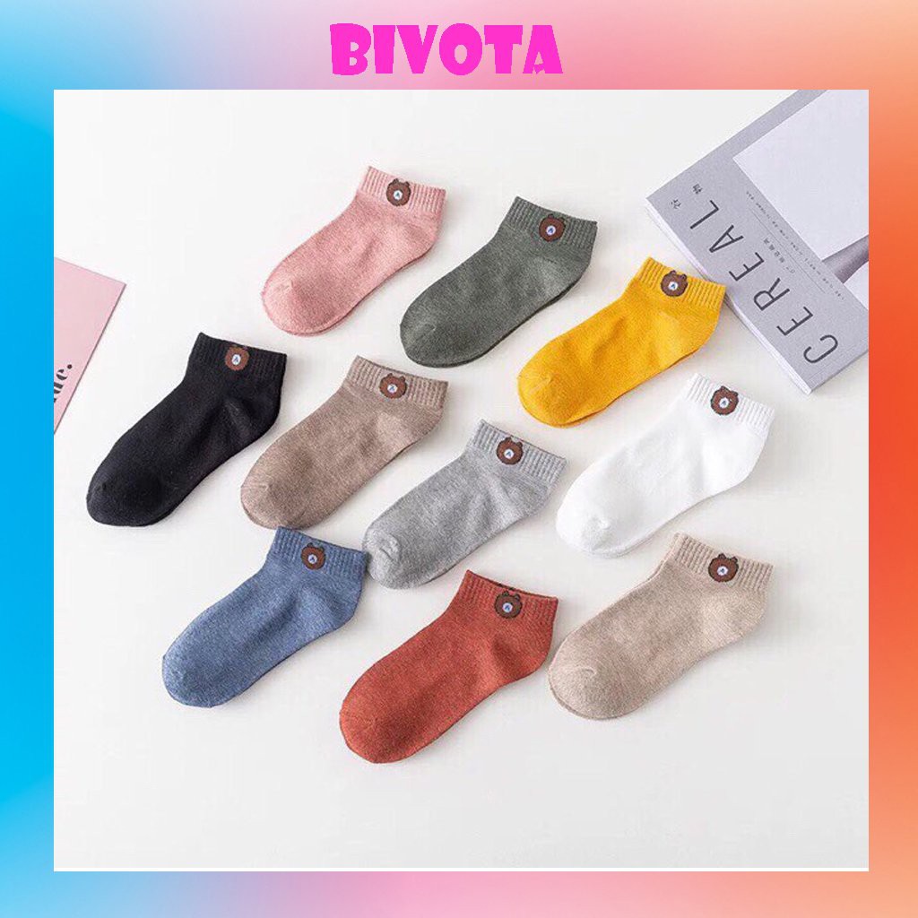 Tất cổ thấp Bivota Vớ tất nữ gấu Brown cổ ngắn siêu đáng yêu T65