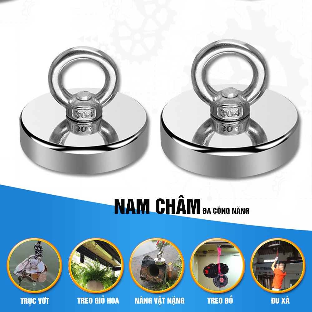 Nam châm siêu trường, siêu mạnh trục vớt đồ vật, nâng vật nặng, treo đồ Minh House