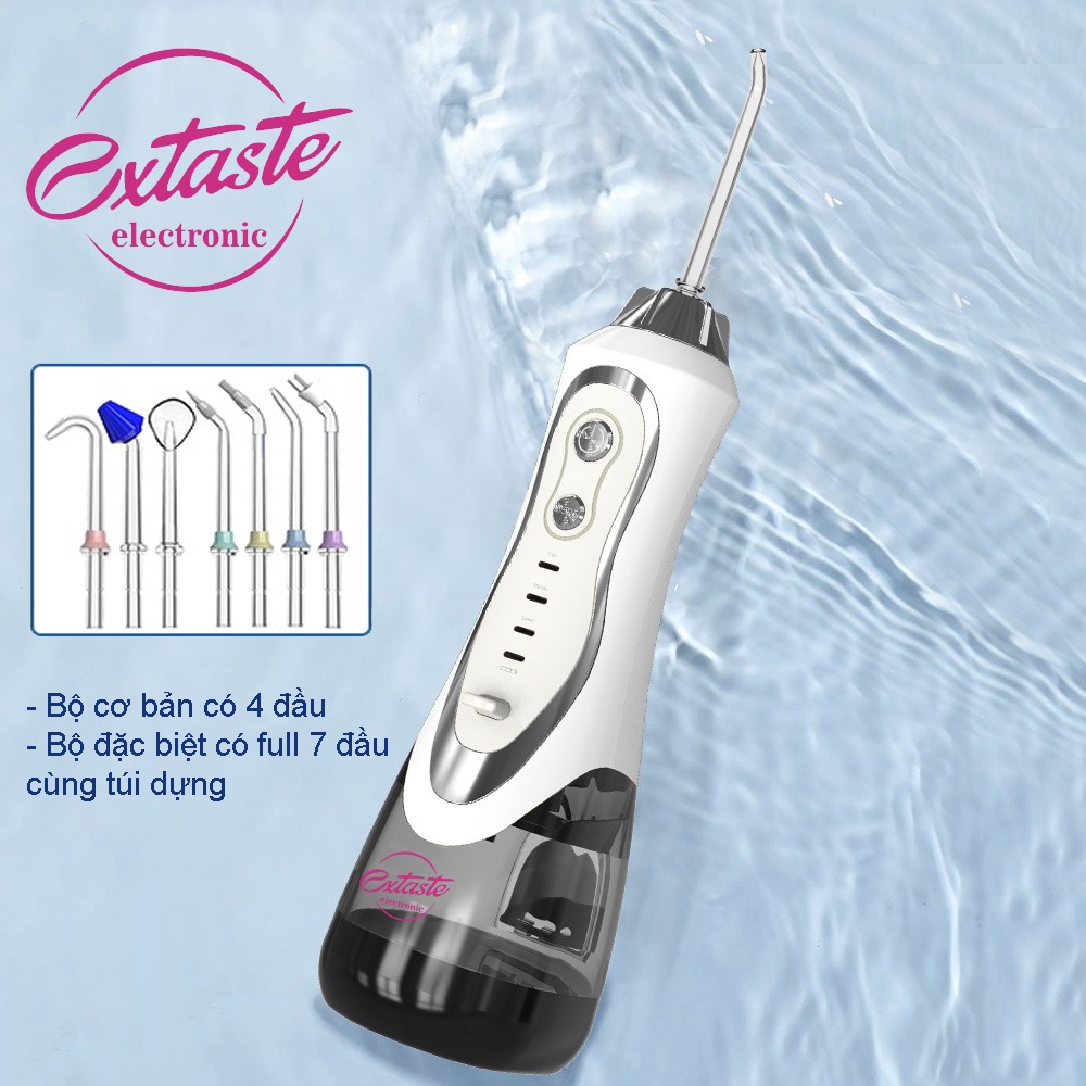 Máy tăm nước cầm tay healthy care extaste electronics water flosser giúp sạch mảng bám, trắng răng, thơm miệng quatangme
