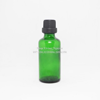 {Sỉ từ 3700đ} Chai thủy tinh đựng tinh dầu 30ml màu xanh lá nhỏ giọt  - Nắp đen có seal