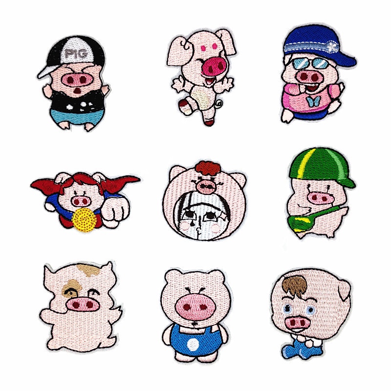 Sticker ủi thêu hình heo hoạt hình xinh xắn