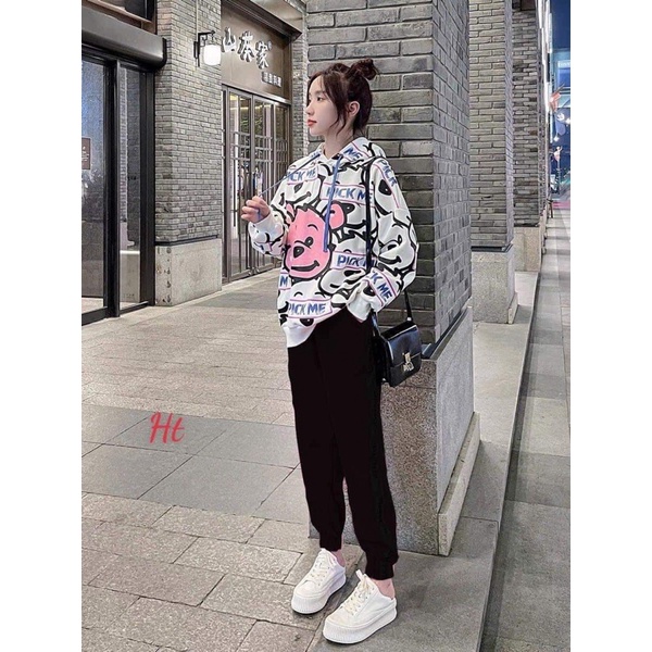 Bộ gấu mặt hồng quần boom H27