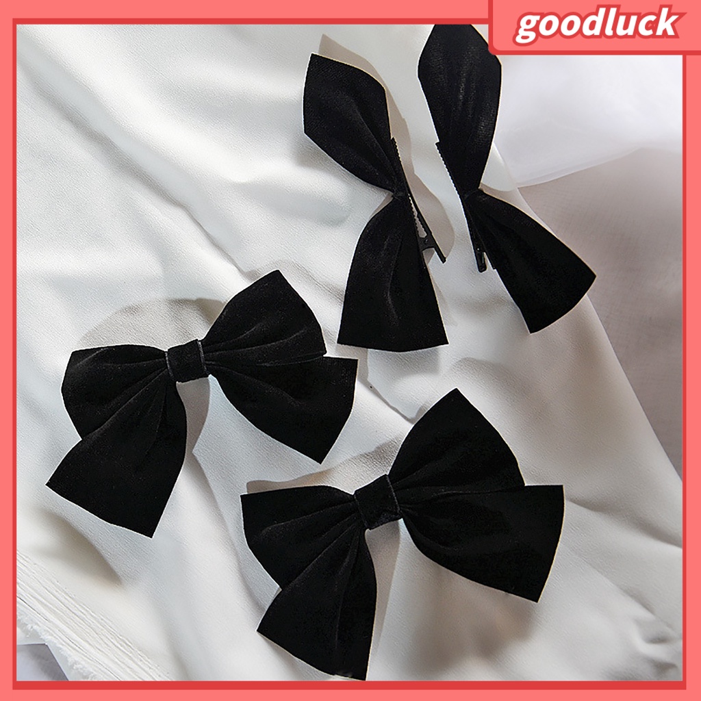 Kẹp tóc hình nơ bướm màu trơn đơn giản dành cho bạn nữ