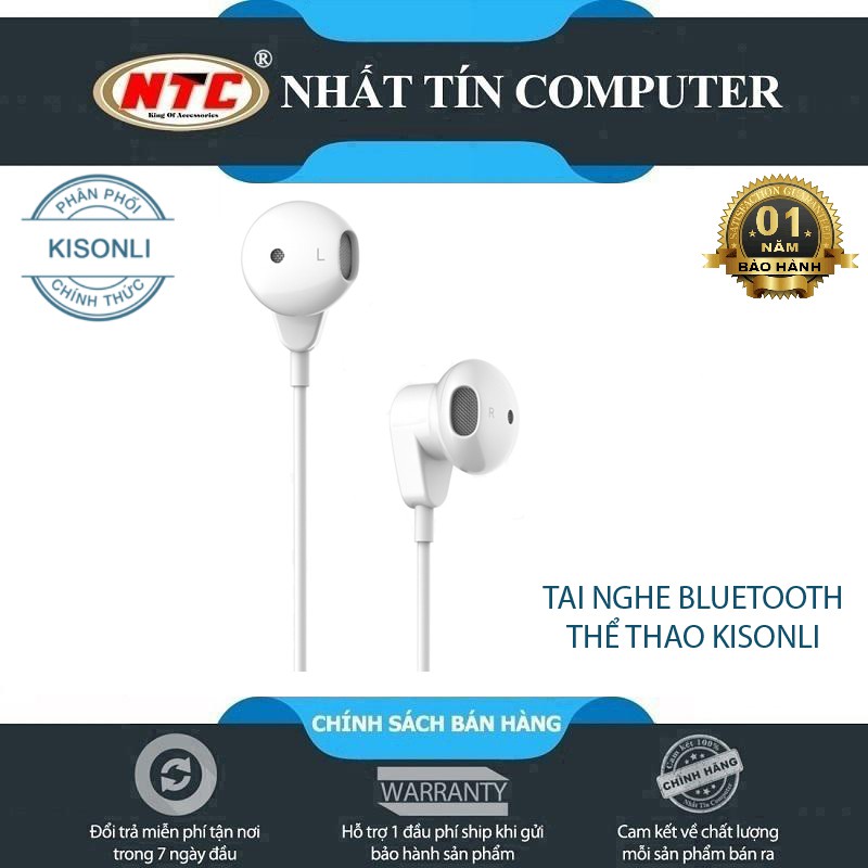 Tai nghe bluetooth stereo Kisonli AP-1 siêu nhẹ - chuyên thể thao (trắng)
