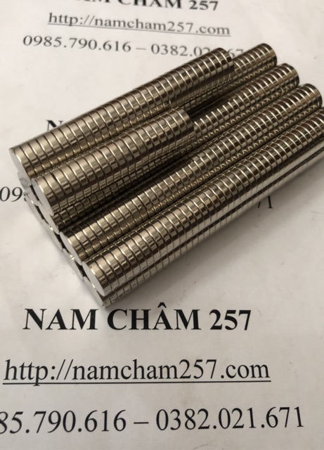 Nam châm viên trắng 12x2,5mm, loại nam châm đất hiếm lực hút mạnh