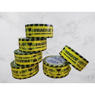 (1 Cây) Băng Keo Hàng Dễ Vỡ Màu Vàng Thiên An – Băng Keo Cảnh Báo, Keo Dán Đóng Thùng Carton