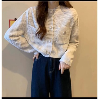 Áo khoác Cardigan len thừng dáng crotop