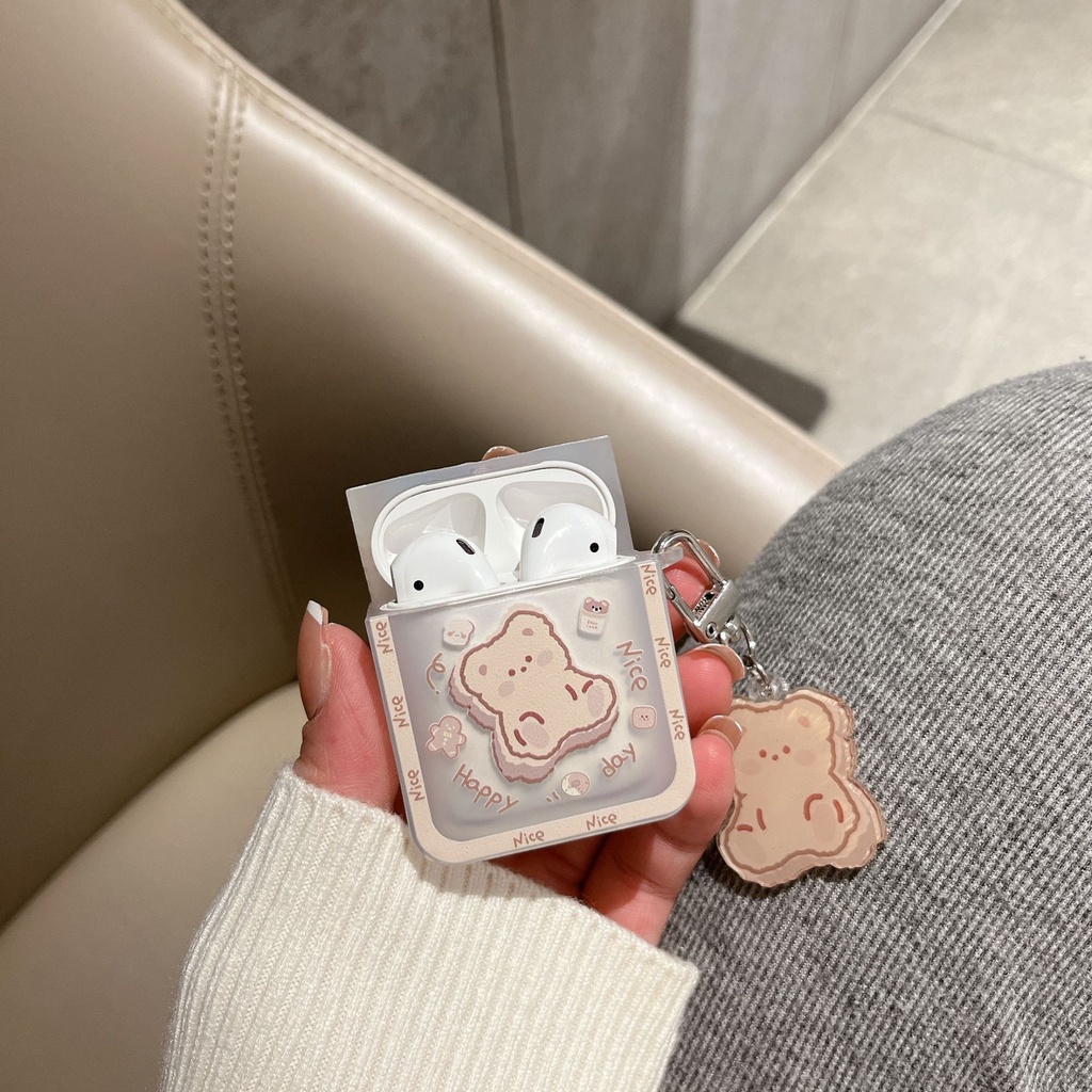Case Ốp Bảo Vệ Gấu Nice Tai Nghe AIRPODS 3/Airpods Pro/Airpods 1/2 Kèm Khóa treo hình