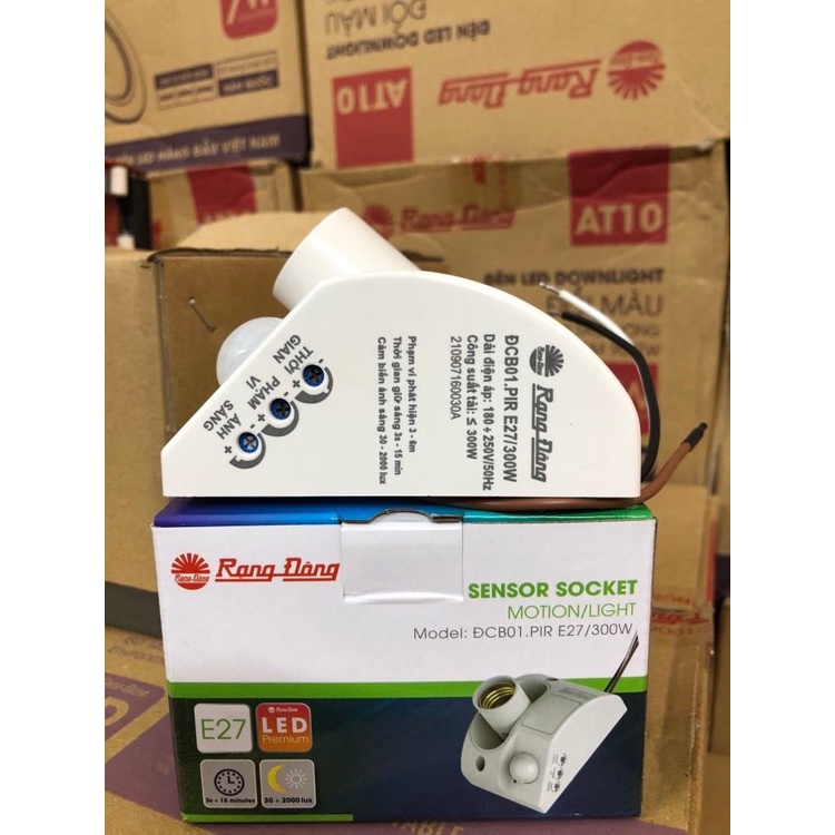 Đui đèn cảm biến chuyển động ánh sáng Rạng Đông 300W - Model: PIR E27/300W