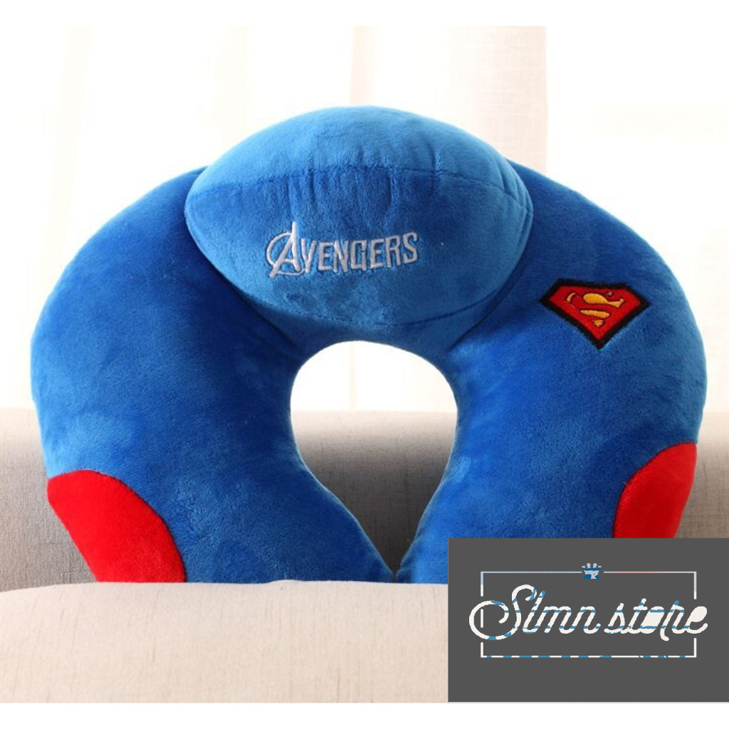 Gối tựa cổ Chữ U Avenger đa năng siêu cute, gối kê đầu ngủ trưa văn phòng nỉ nhung Siêu Mịn, gối máy bay, đi tàu xe.