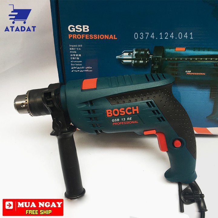 Máy khoan tường Bosch 13ly (TẶNG Mũi Khoan) Máy khoan bê tông, sắt Bosch - Máy khoan điện BOSCH 13mm GSB 13RE