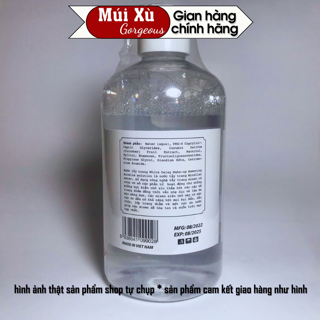 Nước tẩy trang cho mọi loại da White Daisy múi xù gorgeous 500ml dưỡng ẩm sạch sâu dịu nhẹ