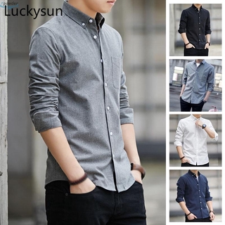 Image of [M-5XL] Men Business Shirt Long Sleeve Formal Shirts Comfortable Breathable Leisure Basic Shirts