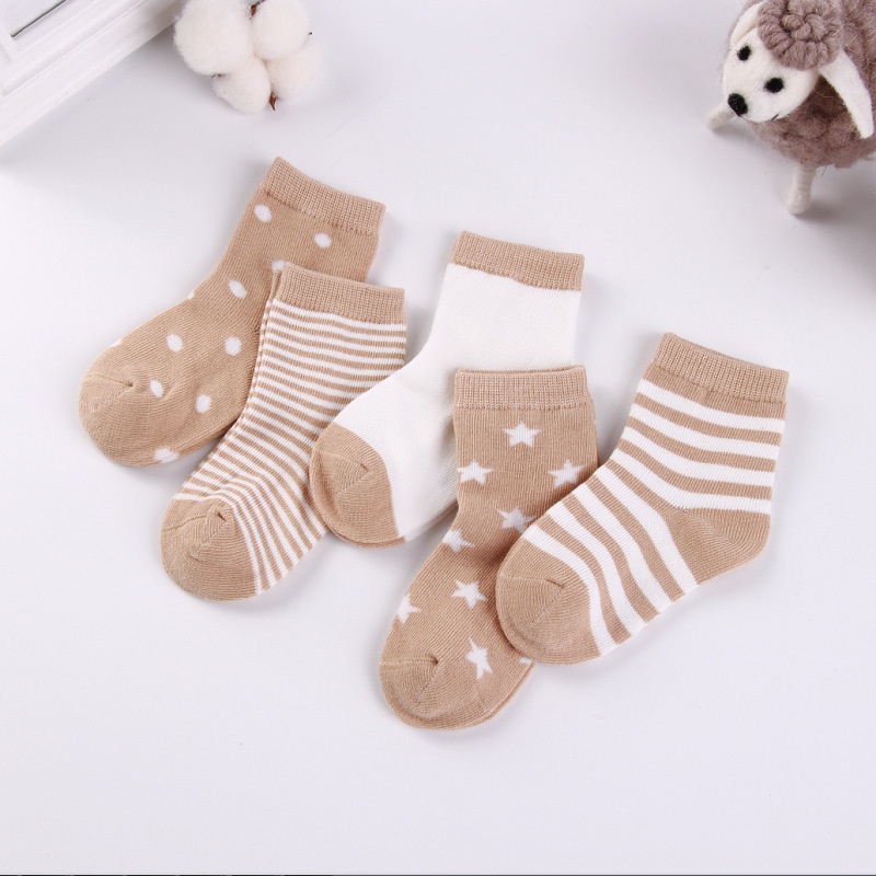 Combo 5 Đôi Tất Vớ Cao Cổ Cho Bé Từ 0 Đến 8 Tuổi,Chất Vải Cotton Mềm Mại,Thấm Hút Mồ Hôi Tốt,Hoạ Tiết Chấm Bi Xinh Xắn