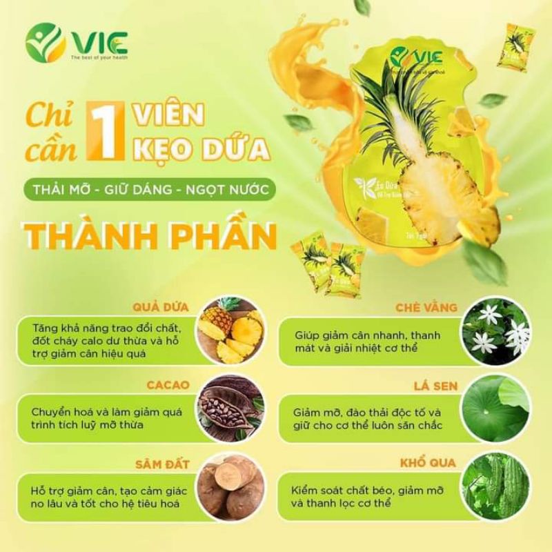 Tách lẻ 1 viên kẹo dứa giảm cân