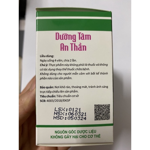 Dưỡng tâm An Thần - hộp 100 viên