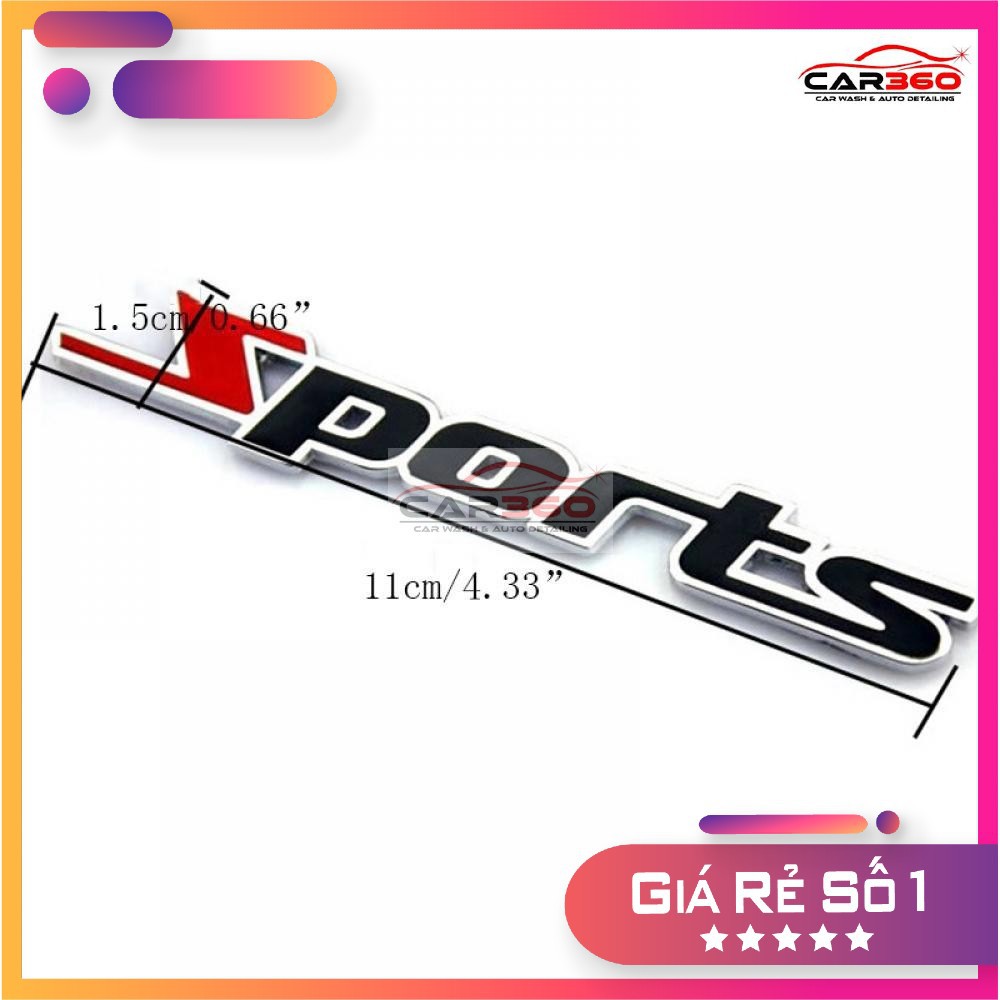 Decal Chữ SPORT Kim Loại Trang Trí Ô Tô Xe Máy Phong Cách