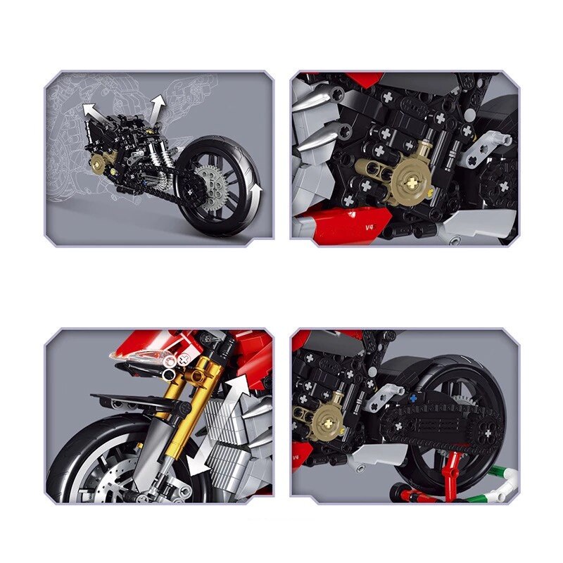 Đồ chơi Lắp ráp Mô hình xe máy Panlos 672006  827pcs MOC Ducati Streetfighter V4SP motorcycle