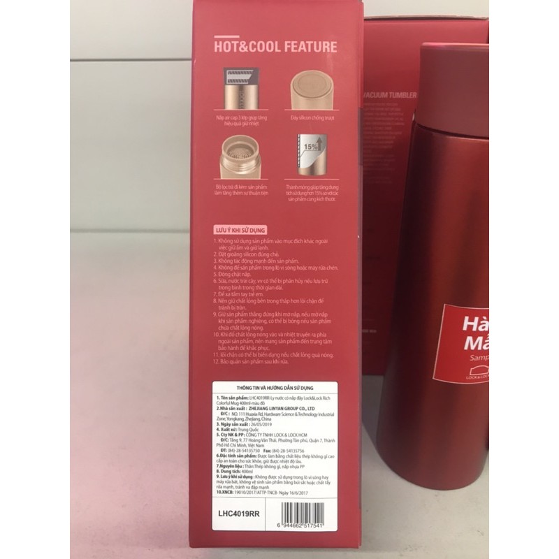 [LOCK&amp;LOCK]BÌNH GIỮ NHIỆT COLORFUL TUMBLER(RICH COLOR)-LHC4019
