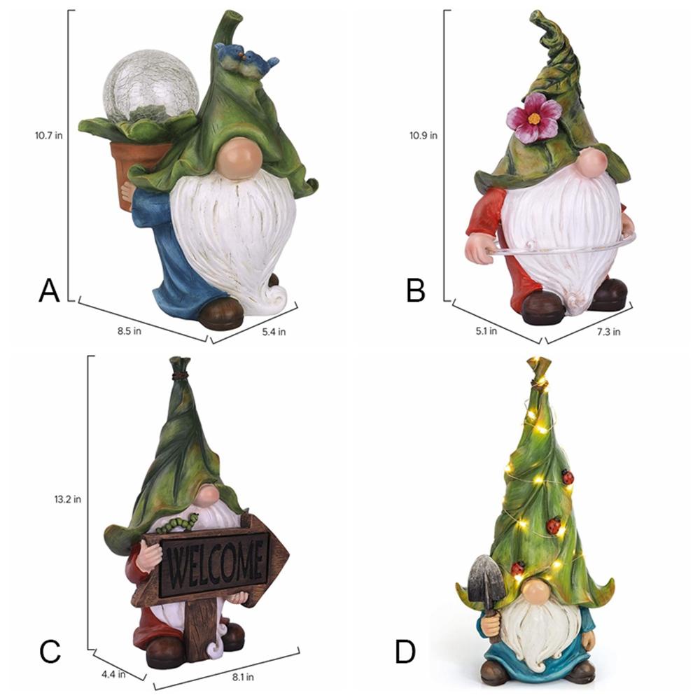 JARRED Đèn LED Năng Lượng Mặt Trời Hình Tượng Gnome Trang Trí Giáng Sinh