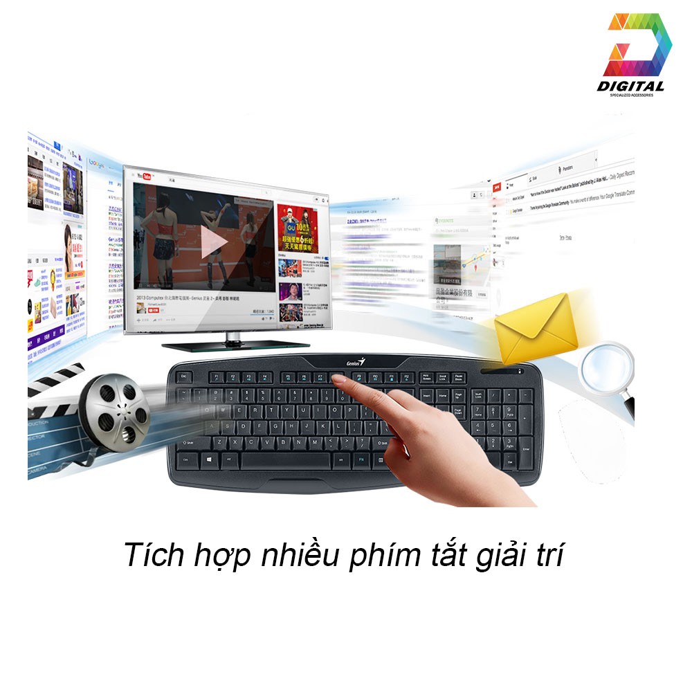 Combo chuột và bàn phím Genius không dây chính hãng bảo hành 12 tháng