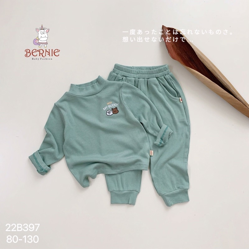 Bộ bé trai bé gái Berine nhung tăm cổ 3p cho bé từ 8-21kg-22B397