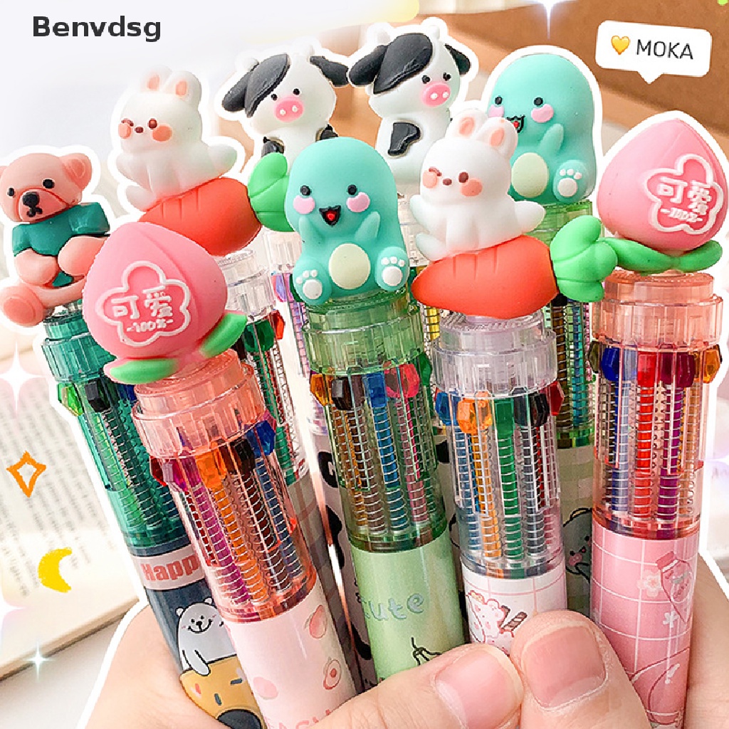 1 Cây Bút Bi Hình Động Vật Hoạt Hình Nhiều Màu 10 Ngòi Thay Thế