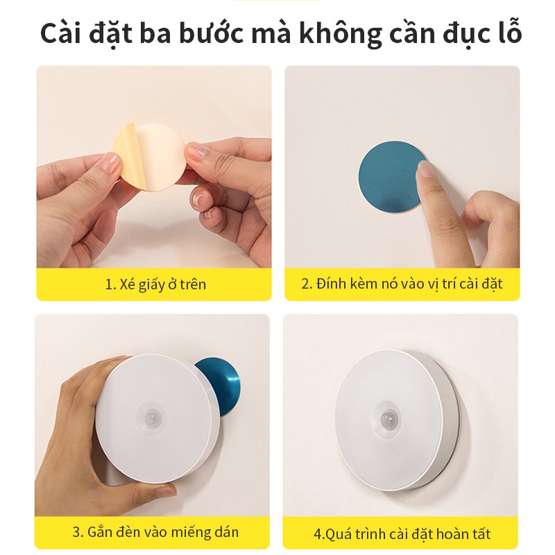 đèn Led  cảm biến tự động thông minh không dây dùng pin sạc phòng ngủ, dán tủ quần áo, cầu thang