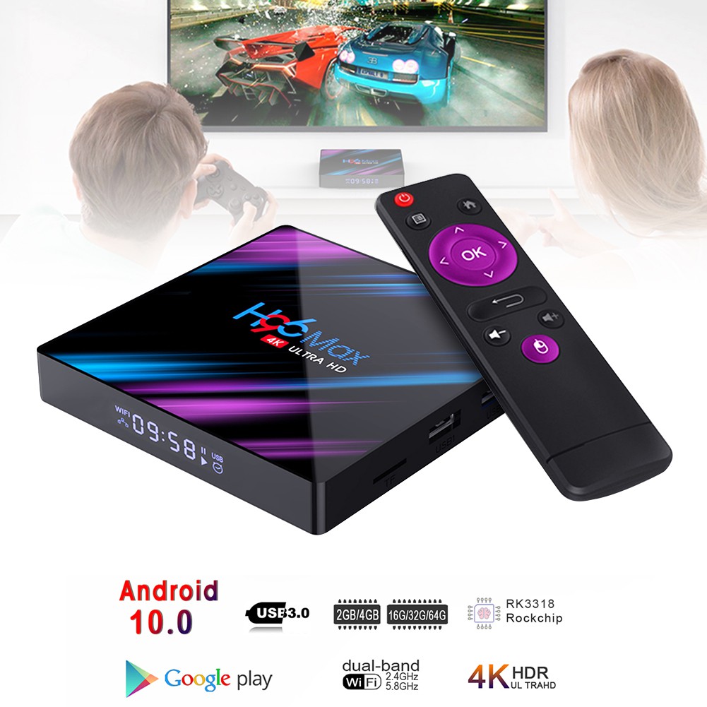 Thiết Bị Chuyển Đổi Tv Thường Thành Smart Tv H96 Max Android 10.0 Os 4g 1080p 4k Led Ram 2 / 16gb