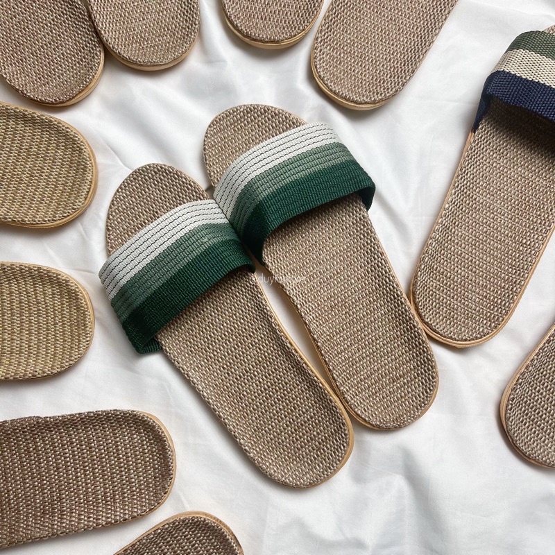 Dép cói sọc quai ngang đi biển dành cho nam nữ | DUYHI