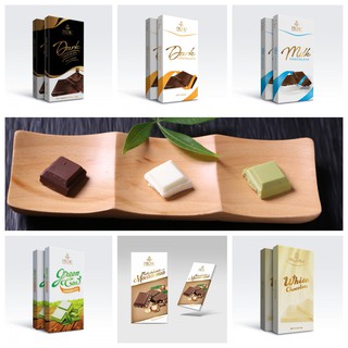 Combo 6 thanh 100g (trắng, trà xanh, sữa, đen 65%, đen 72%, mắc ca) - Henk Chocolate