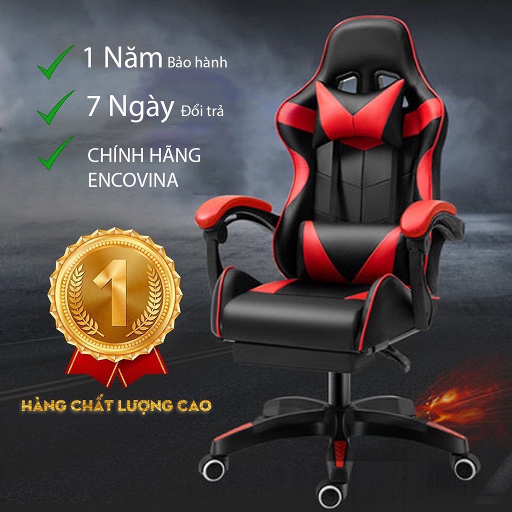 Ghế Gaming Cao Cấp - Ghế Xoay Chất Liệu Da PU - Chân Nhựa - Có Massage, Gác Chân - Tặng Gối Tựa Cổ
