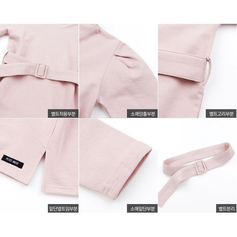 Đầm thun mặc ấm mùa thu bé gái Petite Mieux thương hiệu Hàn Quốc có cổ màu đen hồng MOM & BABY CMRBC27