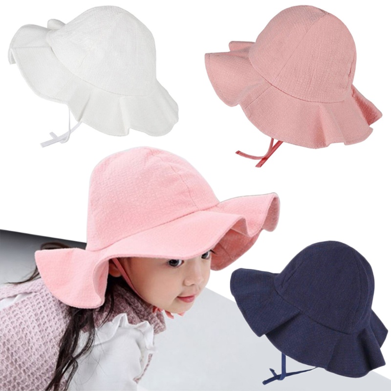 Nón Tai Bèo Rộng Vành Vải Cotton Thời Trang Đi Biển Mùa Hè Cho Bé Gái