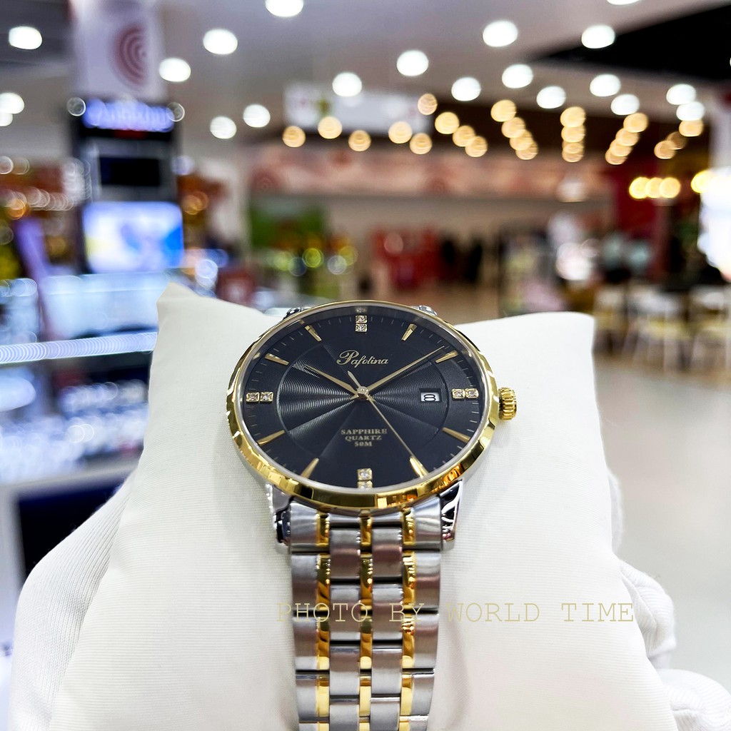 Đồng hồ pin, đồng hồ nam dây thép Pafolina 5019M full box, kính sapphire chống xước, chống nước