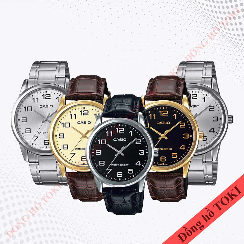 Pin thay đồng hồ đeo tay casio MTP-V001 dây da dây kim loại các màu