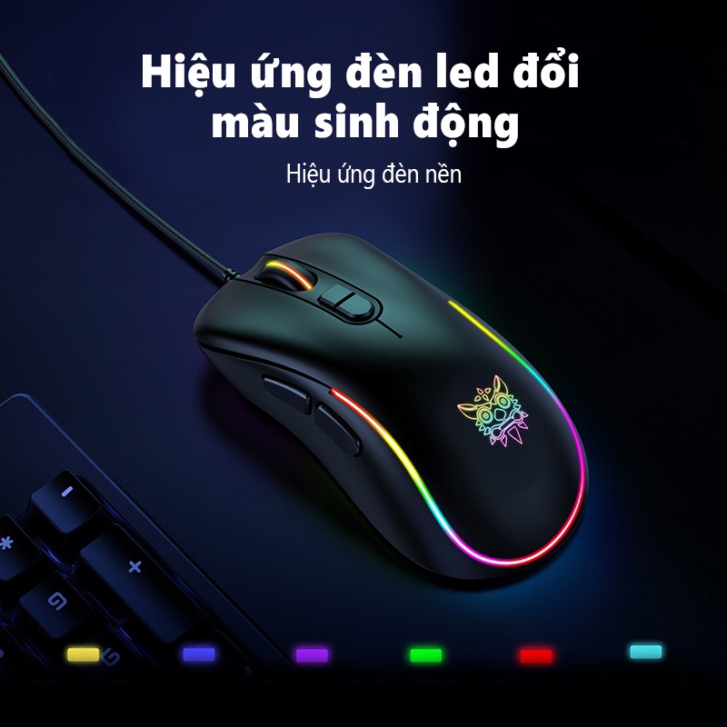Chuột chơi game có dây ONIKUMA CW907 màu đen với đèn RGB