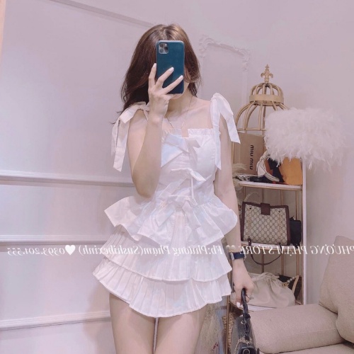 Áo kiểu Hàn Quốc 2 dây mút đệm ngực đính nơ ulzzang