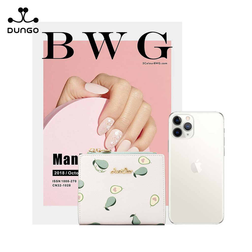 Ví Nữ Mini JUST STAR Da Trắng in Quả Bơ Xinh DUNGO