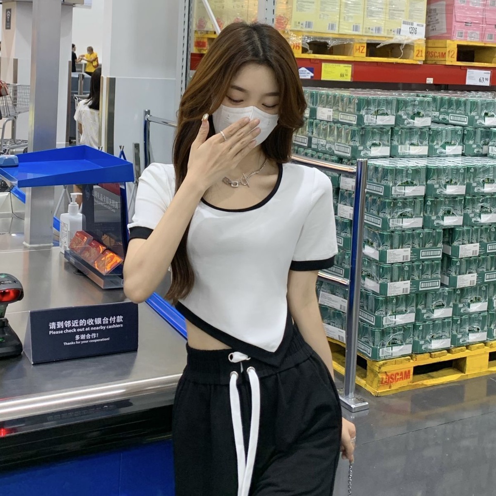 Áo Thun Ngắn Tay Phong Cách Hàn Quốc Thời Trang Mùa Hè Mới 2022 Cho Nữ